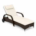 Sdraio in Rattan Sintetico con Cuscino Crema
