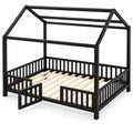 Letto a forma di casetta in acciaio nero per bambini 200x90 cm