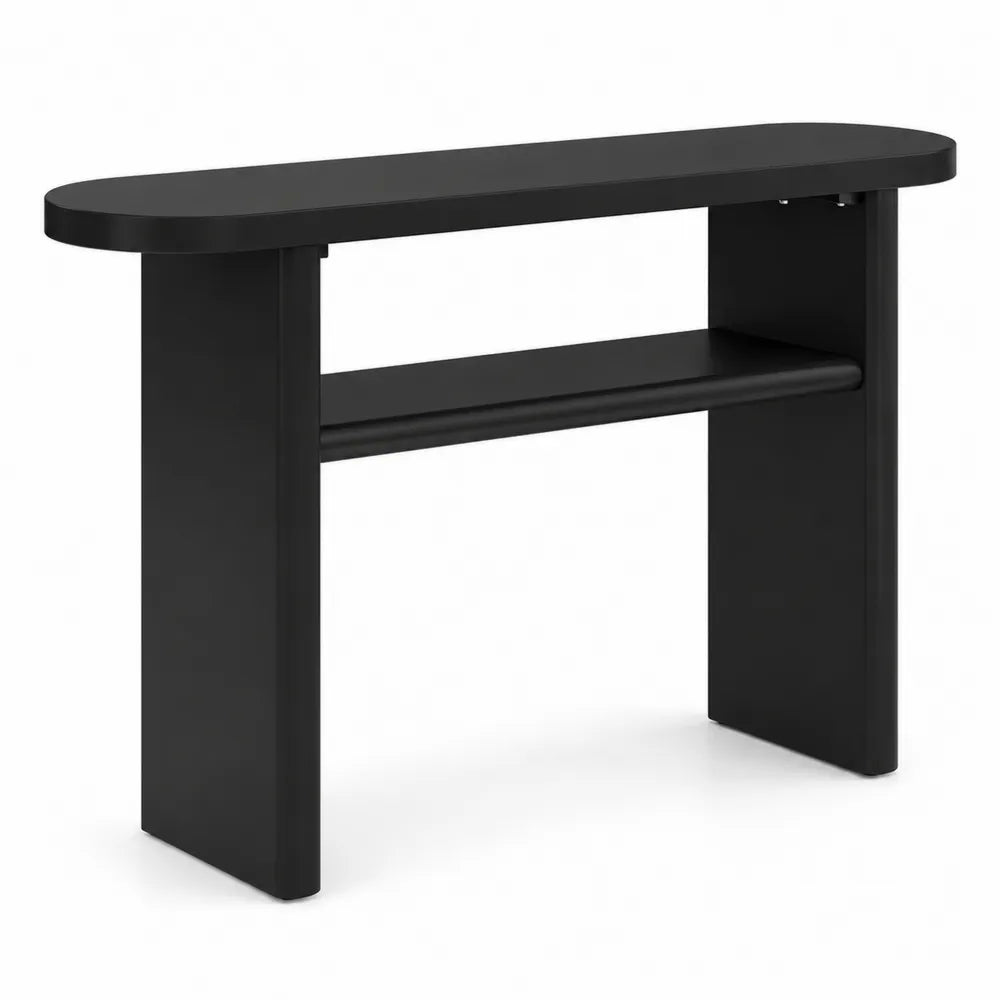 Consolle in MDF Nero con Ripiano Arrotondato 120x40x80 cm