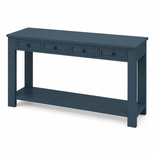Consolle rettangolare in MDF con quattro cassetti Blu