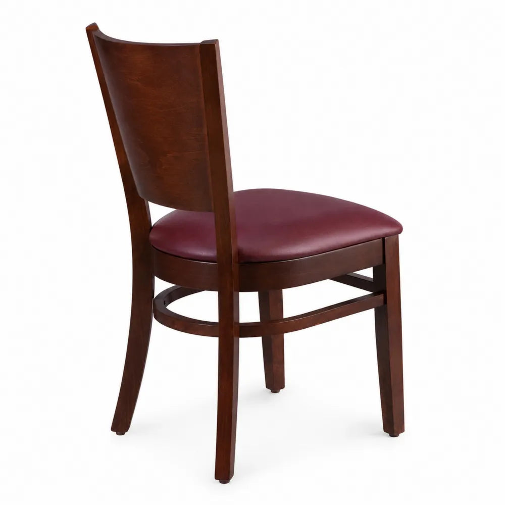 Sedia in legno con seduta in similpelle bordeaux