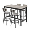 Set tavolo e sgabelli da bar in legno e metallo grigio chiaro e nero