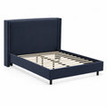 Letto matrimoniale con testiera imbottita in tessuto poliestere Blu 200x160 cm