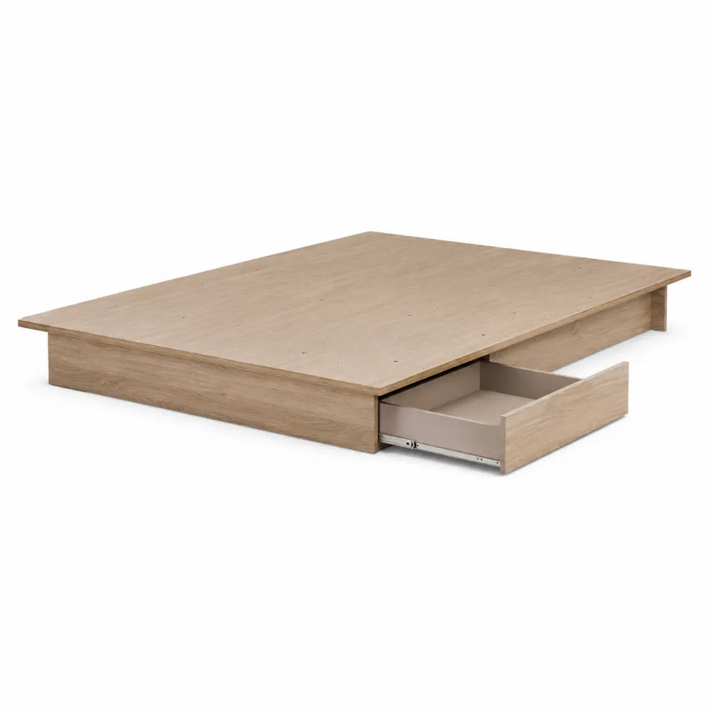 Letto matrimoniale in legno chiaro con cassetti 210x180 cm