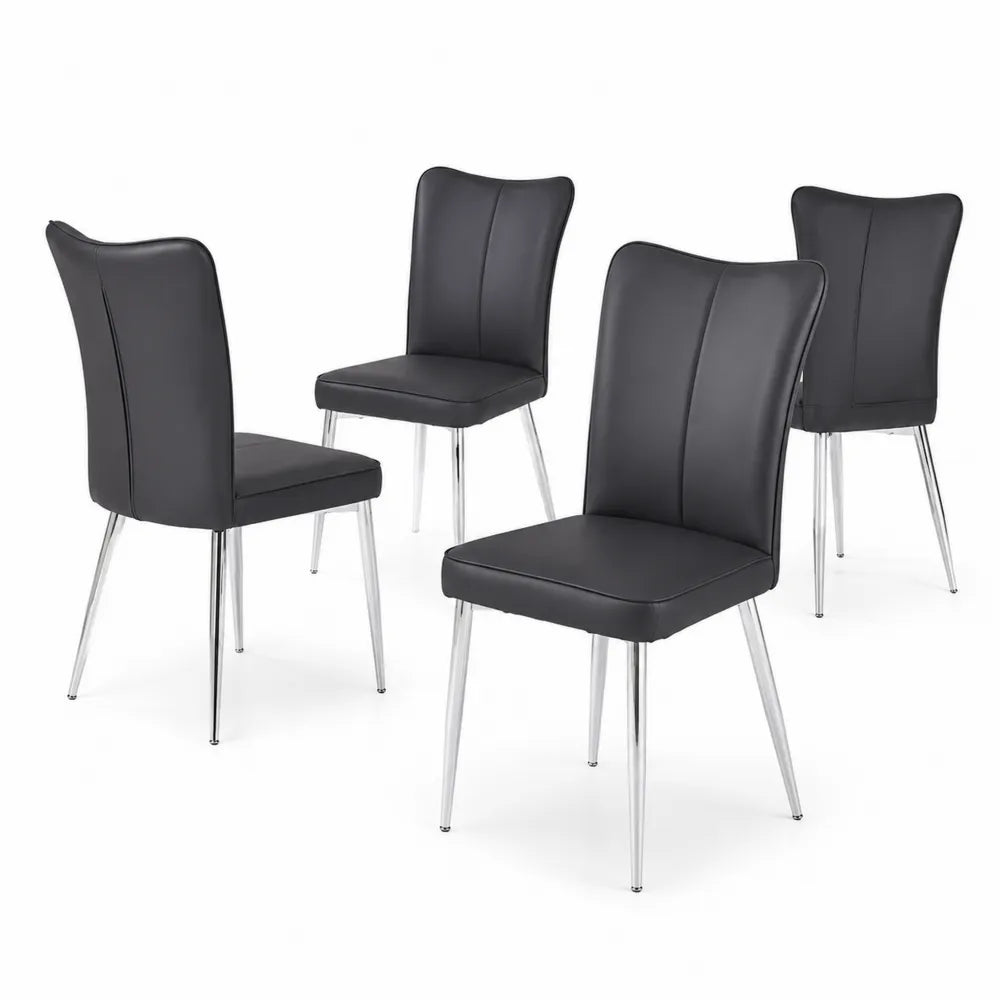 Set di 4 sedie in similpelle con gambe in metallo