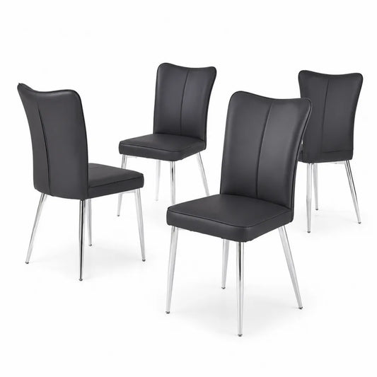 Set di 4 sedie in similpelle con gambe in metallo
