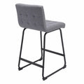 Sgabello in tessuto poliestere grigio con struttura in acciaio nero