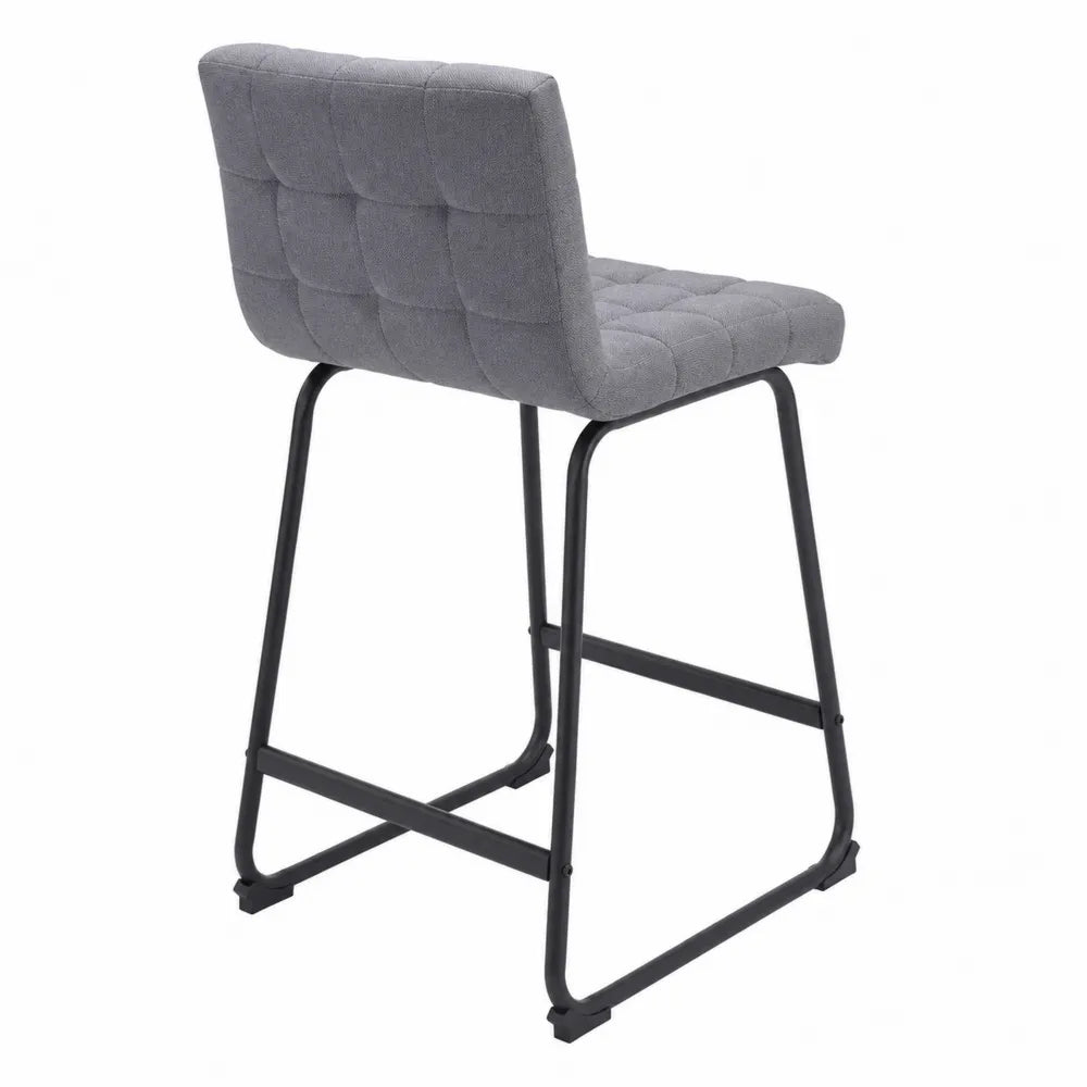 Sgabello in tessuto poliestere grigio con struttura in acciaio nero