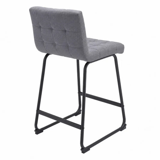 Sgabello in tessuto poliestere grigio con struttura in acciaio nero