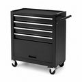 Carrello Portautensili in Acciaio Verniciato Nero con Ruote, 5 Cassetti