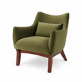 Poltrona in velluto verde con gambe in legno massello