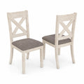 Set di 2 Sedie in Legno con Seduta in Tessuto Grigio